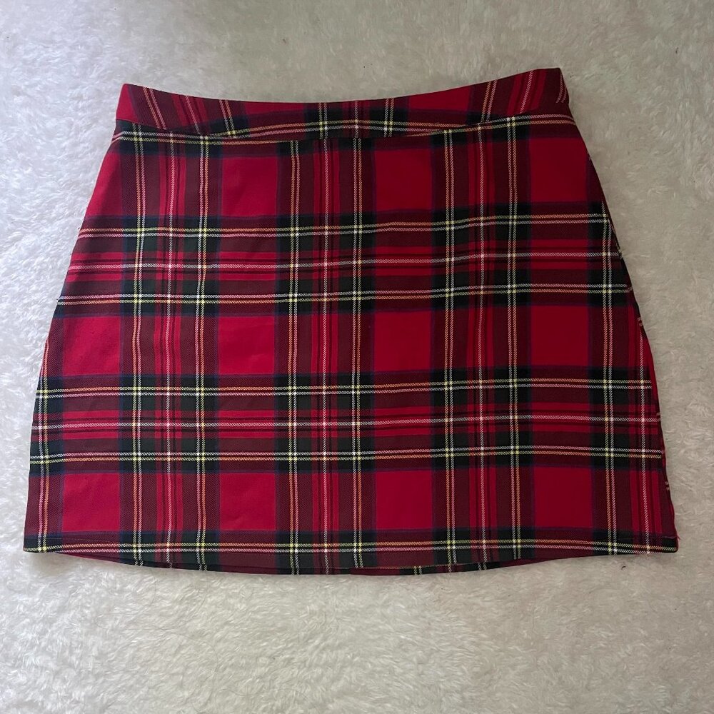 Red plaid skirt